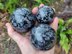 Polished Gabbro 'Merlinite' Spheres x 4 From Ambatofinandrahana, Madagascar