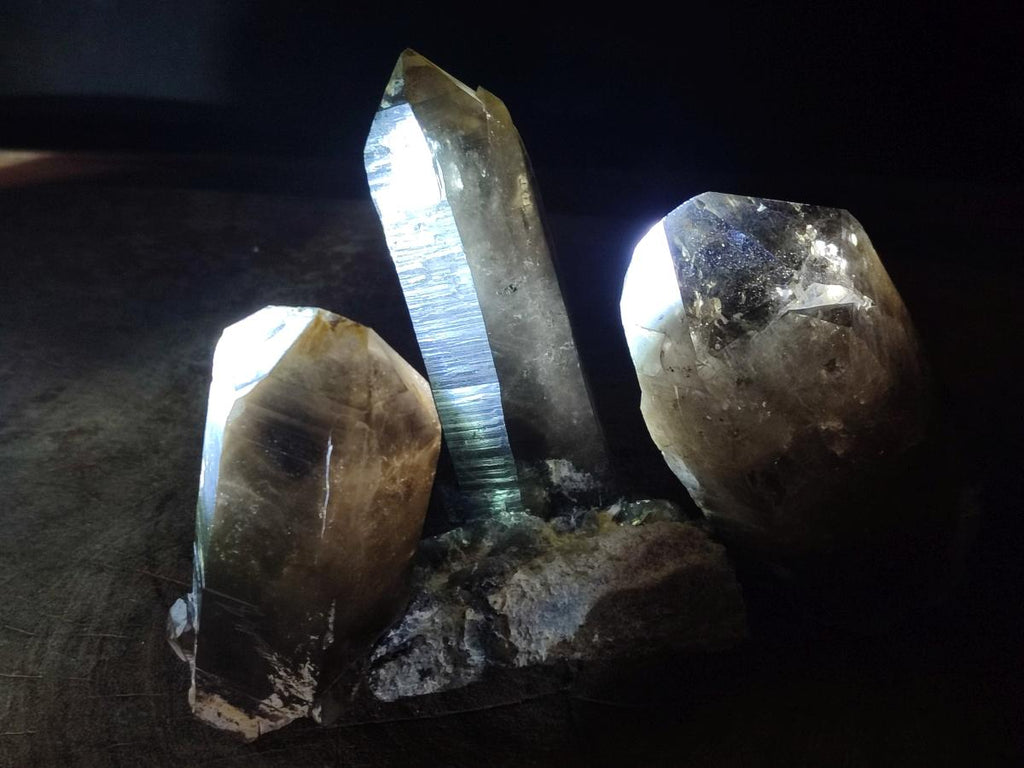 Natural Large Smokey Quartz Crystals x 3 From Erongo, Namibia