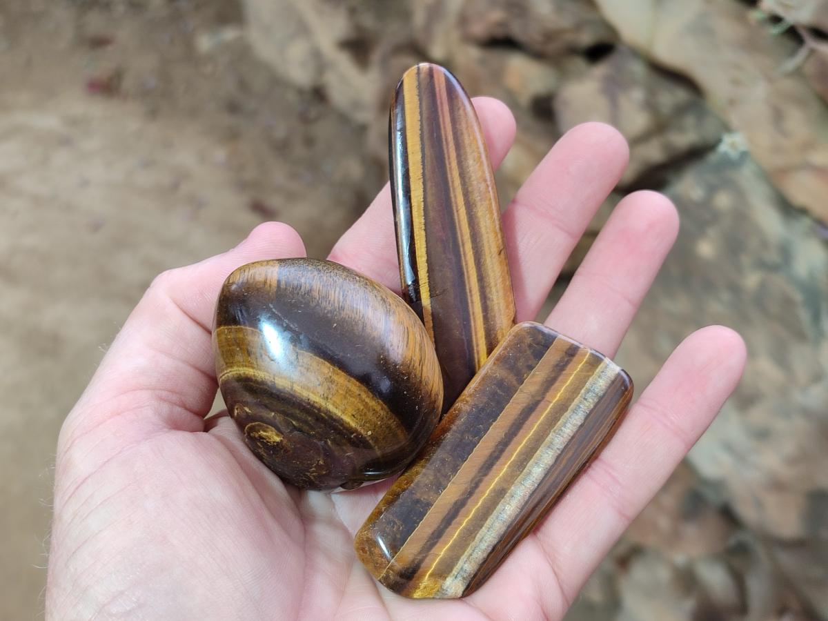 Polished Golden Tigers Eye Free Forms x 35 From Prieska, South Africa