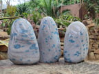 Polished Blue Spotted Spinel in Quartz Standing Display Pieces x 3 From Madagascar