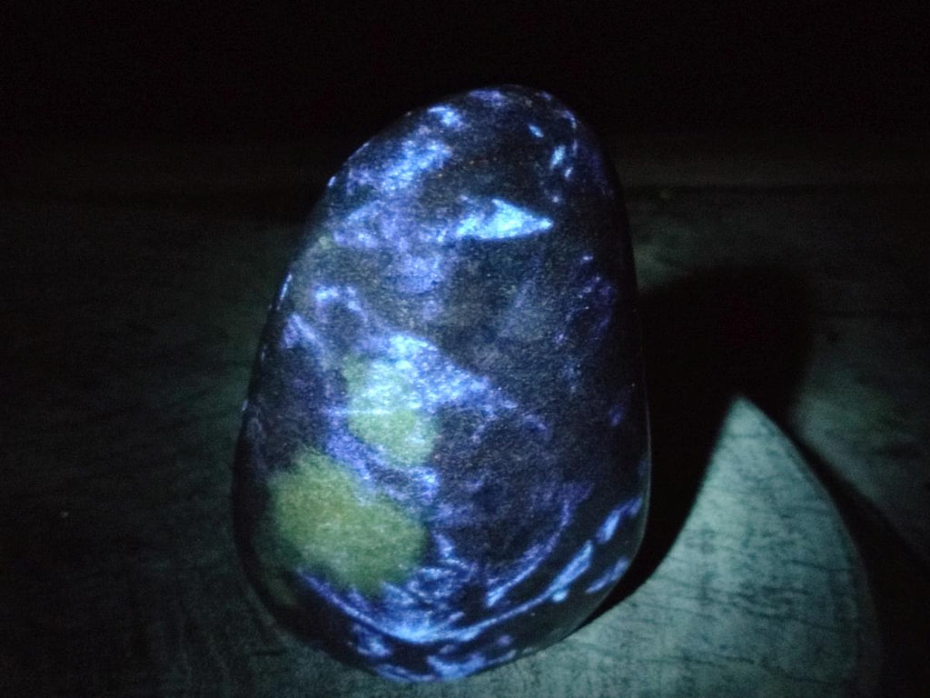 Polished Blue Spotted Spinel in Quartz Standing Display Pieces x 3 From Madagascar