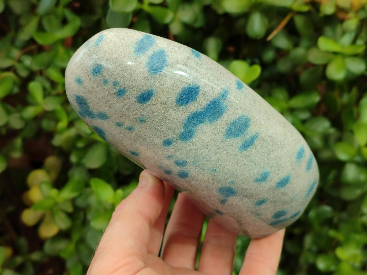 Polished Blue Spotted Spinel in Quartz Standing Display Pieces x 3 From Madagascar
