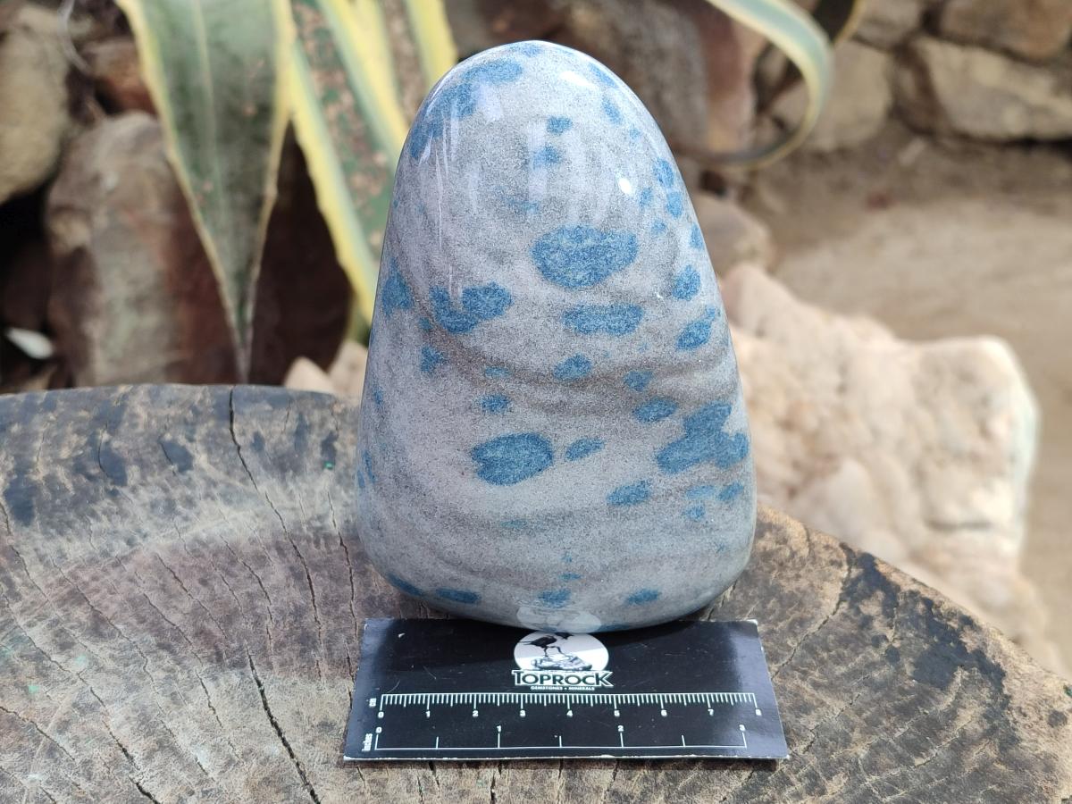 Polished Blue Spotted Spinel in Quartz Standing Display Pieces x 3 From Madagascar