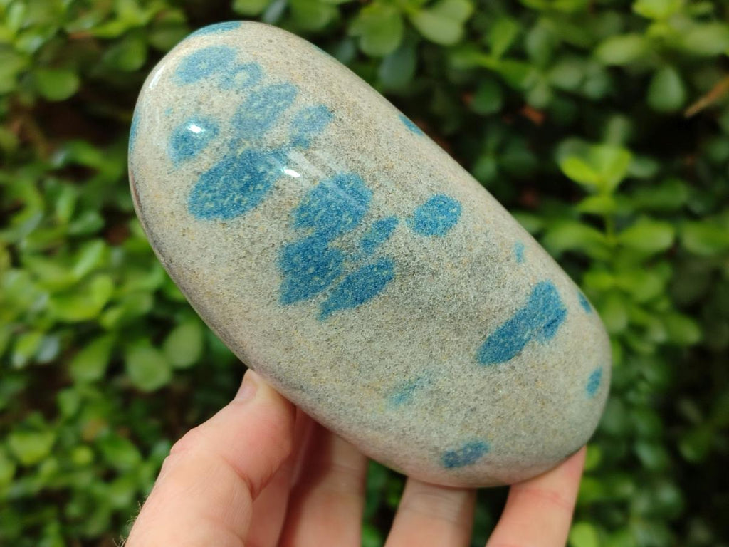 Polished Blue Spotted Spinel in Quartz Standing Display Pieces x 3 From Madagascar