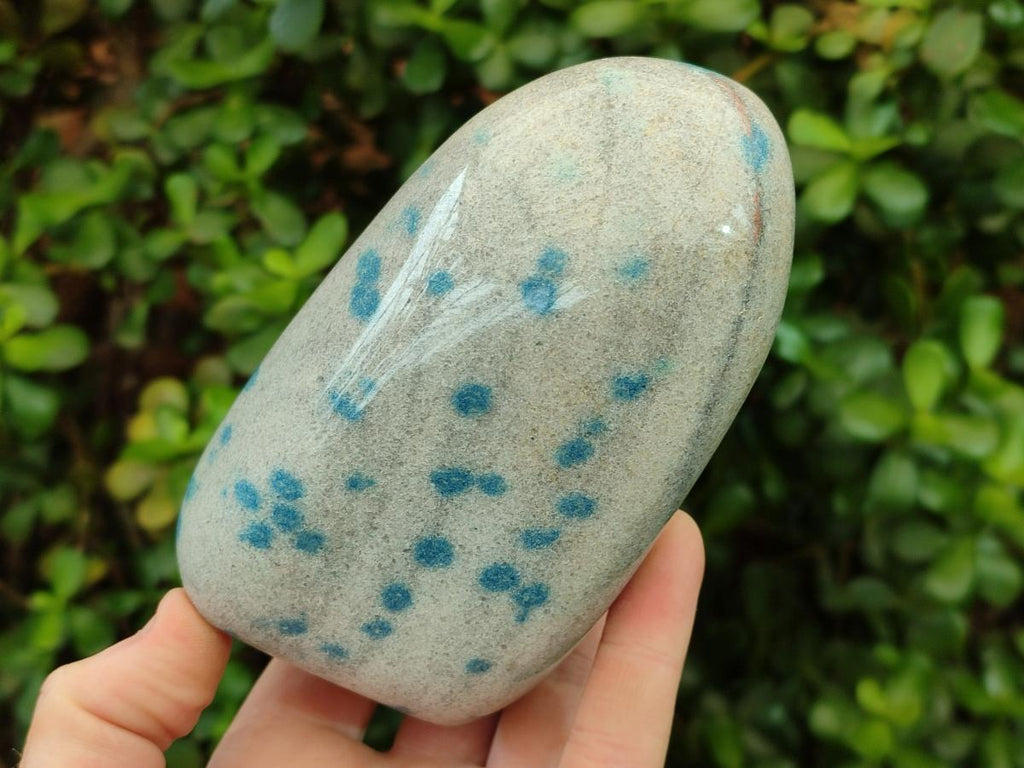Polished Blue Spotted Spinel in Quartz Standing Display Pieces x 3 From Madagascar