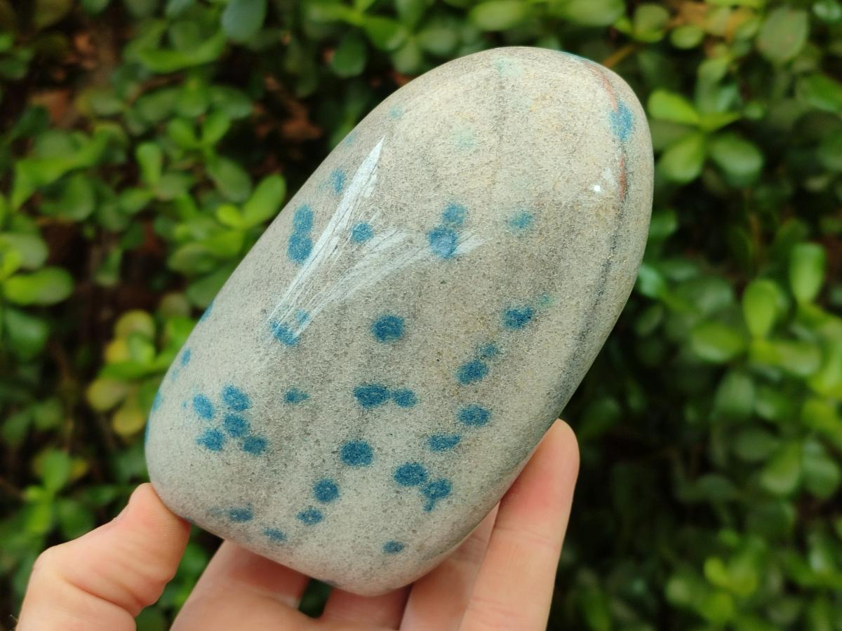 Polished Blue Spotted Spinel in Quartz Standing Display Pieces x 3 From Madagascar