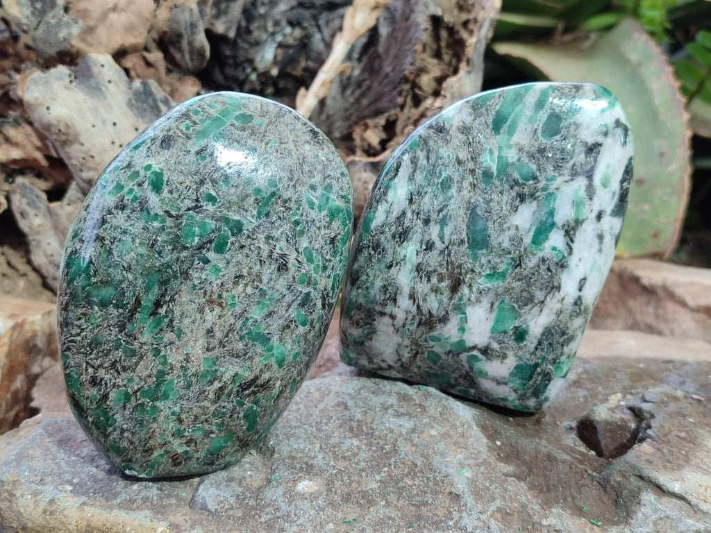 Polished Emerald Mica 'Mutokolite' Standing Display Pieces x 2 From Mutoko, Zimbabwe