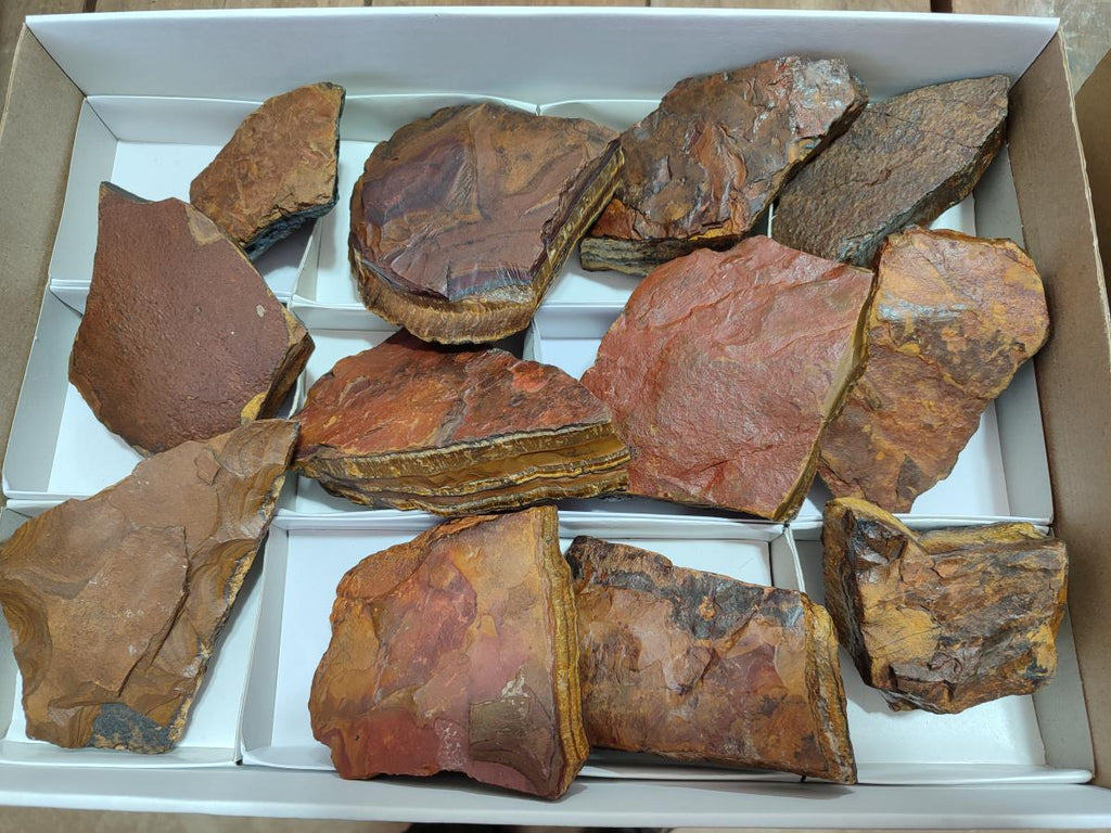 Natural Golden Tigers Eye Cobbed Specimens x 12 From Prieska, South Africa