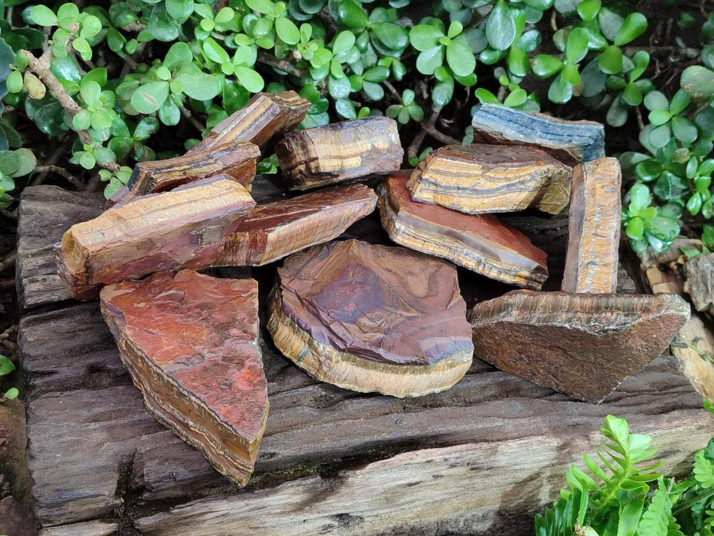 Natural Golden Tigers Eye Cobbed Specimens x 12 From Prieska, South Africa