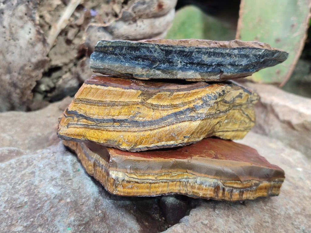 Natural Golden Tigers Eye Cobbed Specimens x 12 From Prieska, South Africa