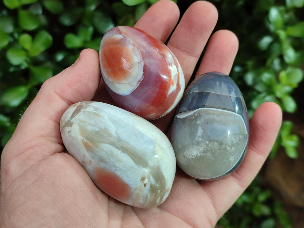 Polished Shashe River Agate Eggs x 12 From Shashe River, Zimbabwe - Toprock Gemstones and Minerals 