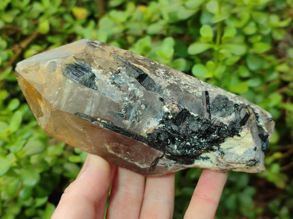 Natural Large Smokey Quartz Crystals with Black Tourmaline and Hyalite Opal x 3 From Erongo, Namibia - Toprock Gemstones and Minerals 