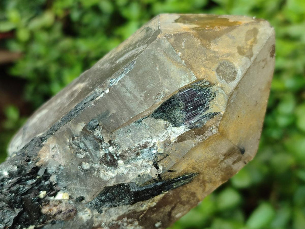 Natural Large Smokey Quartz Crystals with Black Tourmaline and Hyalite Opal x 3 From Erongo, Namibia - Toprock Gemstones and Minerals 