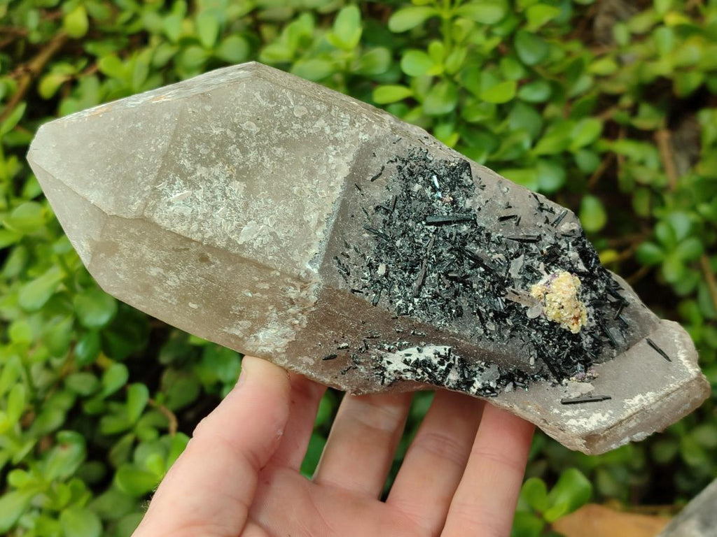 Natural Large Smokey Quartz Crystals with Black Tourmaline and Hyalite Opal x 3 From Erongo, Namibia - Toprock Gemstones and Minerals 