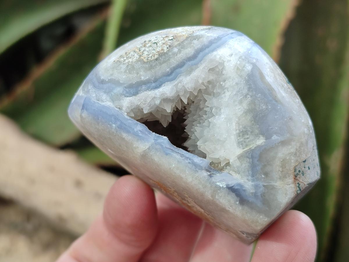 Polished and Natural Blue Lace Agate Standing Display Pieces x 12 From Nsanje, Malawi - Toprock Gemstones and Minerals 