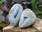 Polished and Natural Blue Lace Agate Standing Display Pieces x 12 From Nsanje, Malawi - Toprock Gemstones and Minerals 