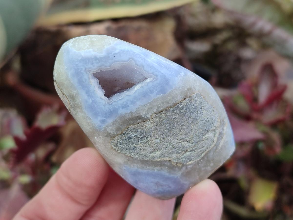 Polished and Natural Blue Lace Agate Standing Display Pieces x 12 From Nsanje, Malawi - Toprock Gemstones and Minerals 