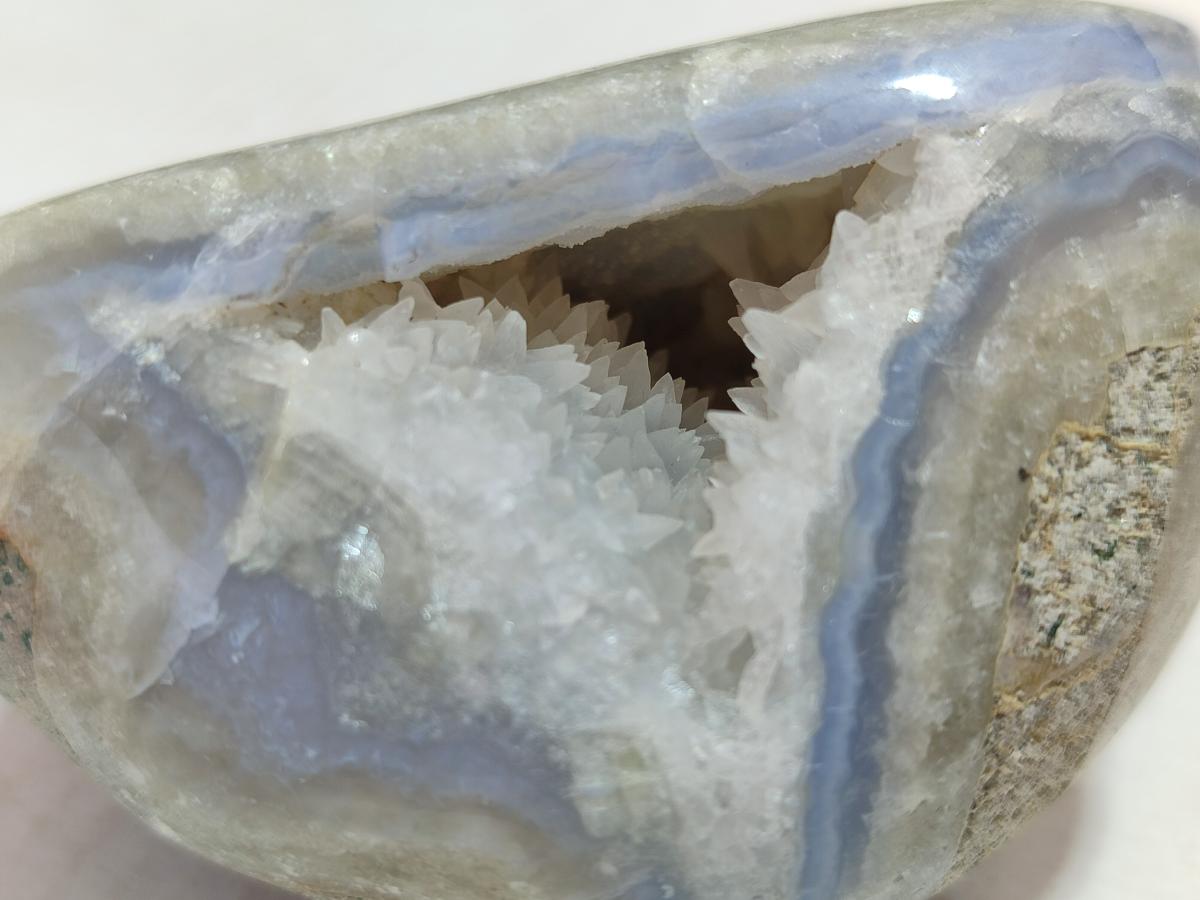 Polished and Natural Blue Lace Agate Standing Display Pieces x 12 From Nsanje, Malawi - Toprock Gemstones and Minerals 