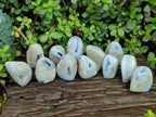 Polished and Natural Blue Lace Agate Standing Display Pieces x 12 From Nsanje, Malawi - Toprock Gemstones and Minerals 