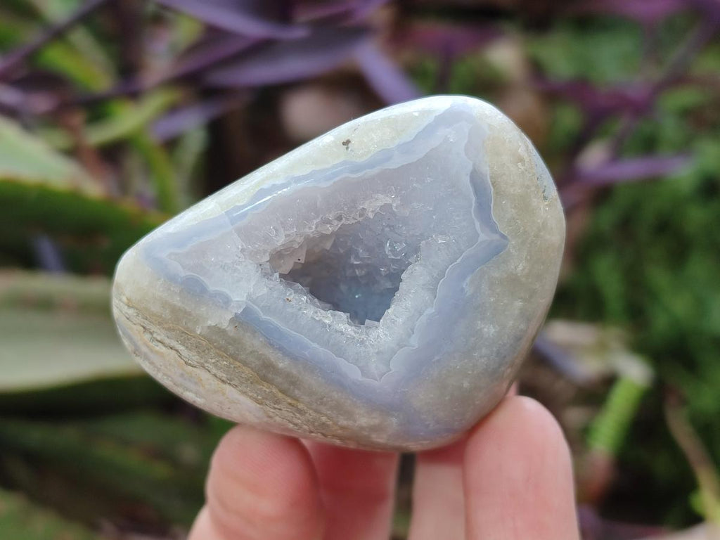 Polished and Natural Blue Lace Agate Standing Display Pieces x 12 From Nsanje, Malawi - Toprock Gemstones and Minerals 