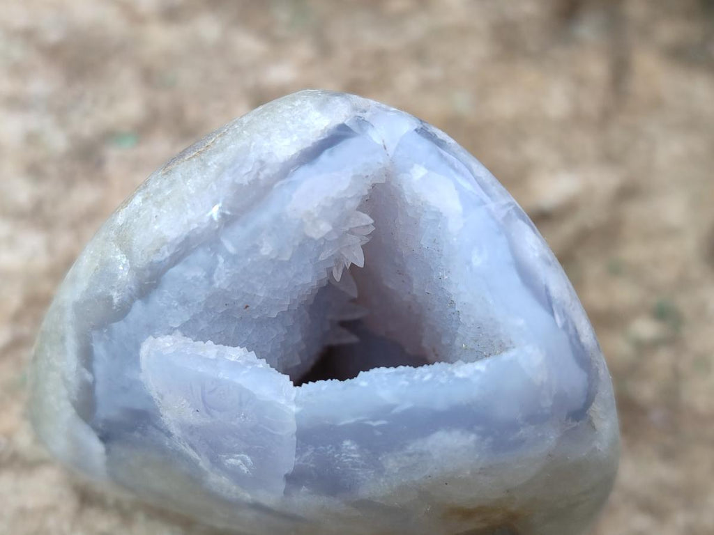 Polished and Natural Blue Lace Agate Standing Display Pieces x 12 From Nsanje, Malawi - Toprock Gemstones and Minerals 