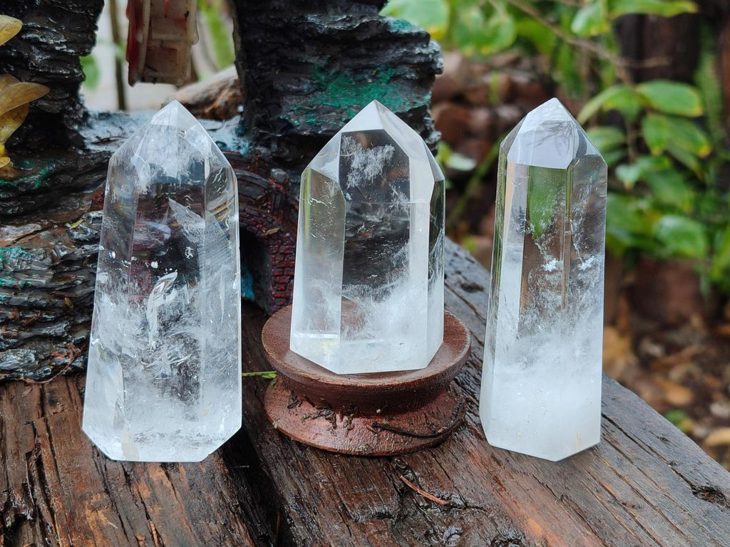 Polished Clear and Smokey Quartz Crystals x 6 From Madagascar - Toprock Gemstones and Minerals 