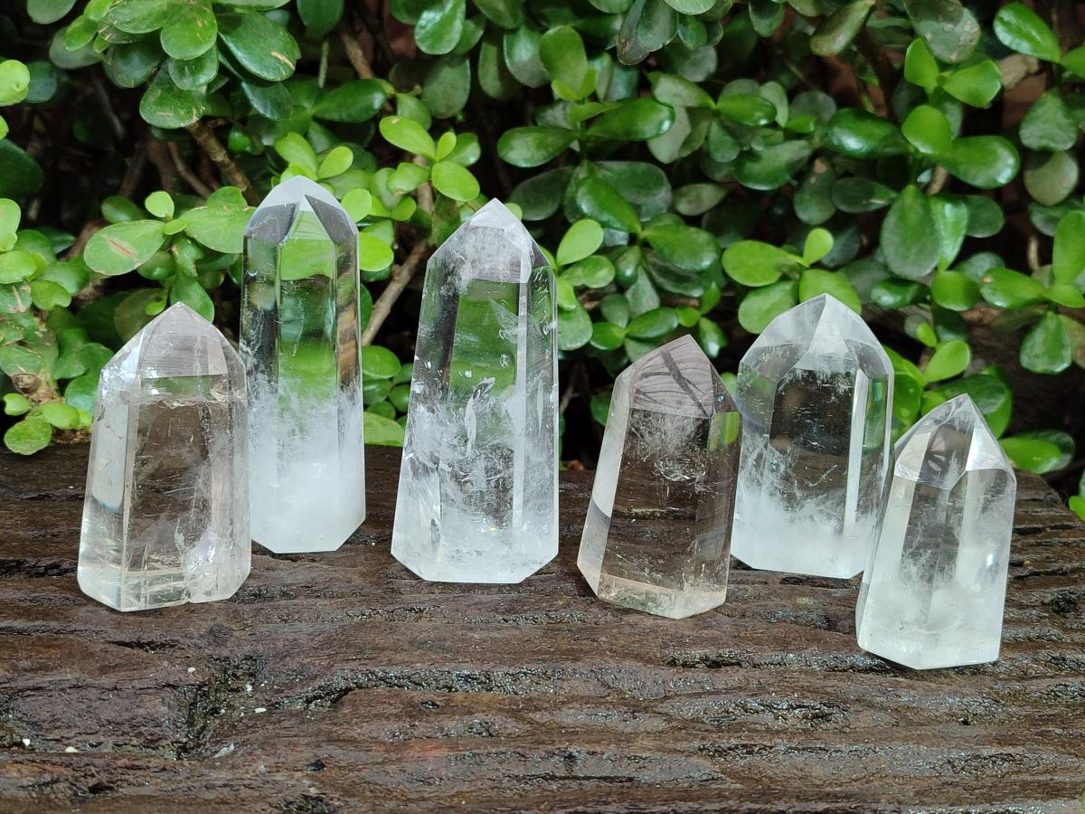 Polished Clear and Smokey Quartz Crystals x 6 From Madagascar - Toprock Gemstones and Minerals 