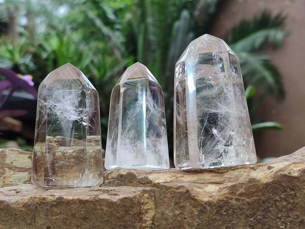 Polished Clear and Smokey Quartz Crystals x 6 From Madagascar - Toprock Gemstones and Minerals 