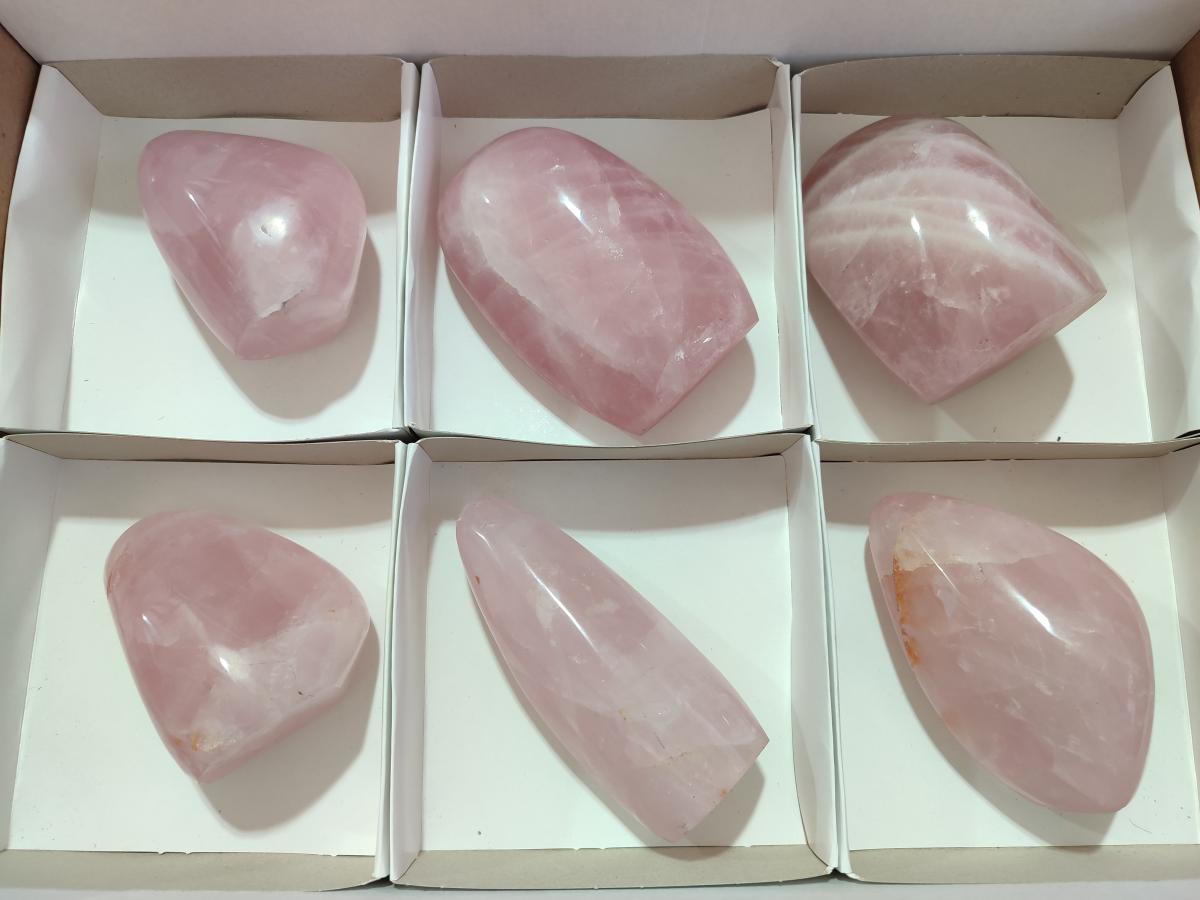 Polished Rose Quartz Standing Display Pieces x 6 From Zimbabwe - Toprock Gemstones and Minerals 