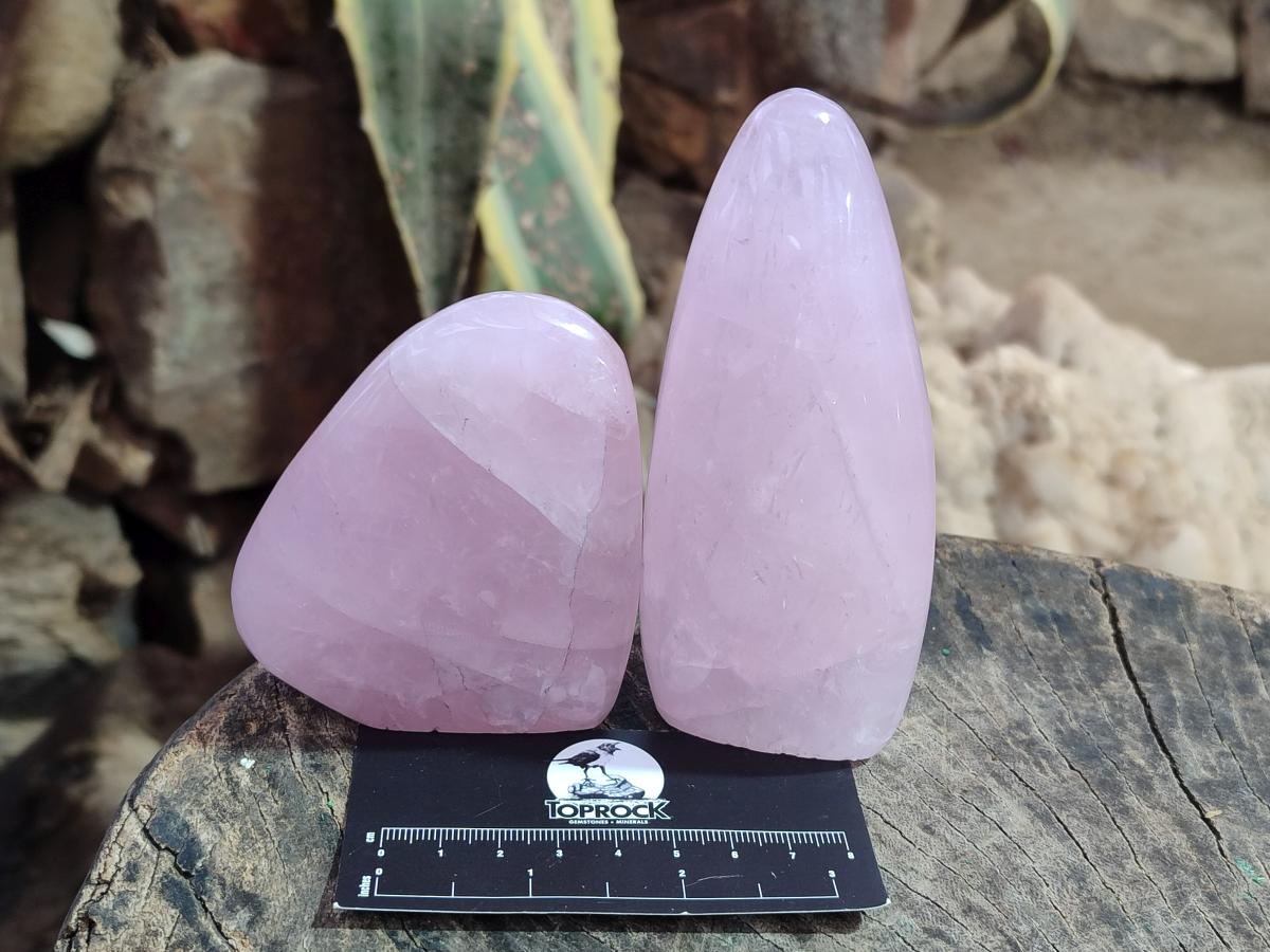 Polished Rose Quartz Standing Display Pieces x 6 From Zimbabwe - Toprock Gemstones and Minerals 