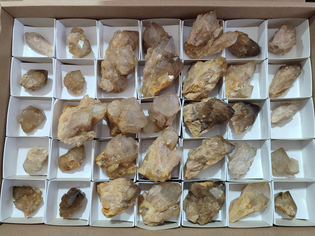Natural Cascading Smokey Luena Citrine Quartz Crystals and Clusters x 35 From Luena, Congo - Toprock Gemstones and Minerals 