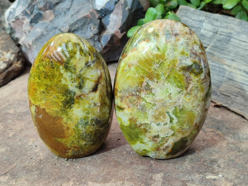 Polished Green Opal Standing Display Pieces x 3 From Betroka, Madagascar - Toprock Gemstones and Minerals 