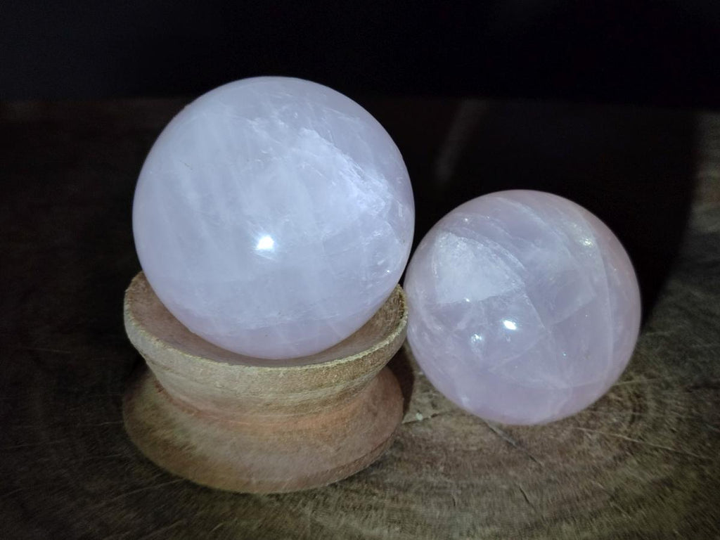 Polished Gemmy Rose Quartz Spheres x 6 From Madagascar - Toprock Gemstones and Minerals 