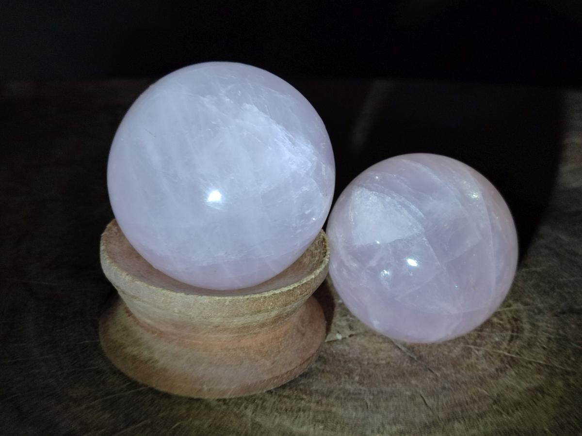 Polished Gemmy Rose Quartz Spheres x 6 From Madagascar - Toprock Gemstones and Minerals 