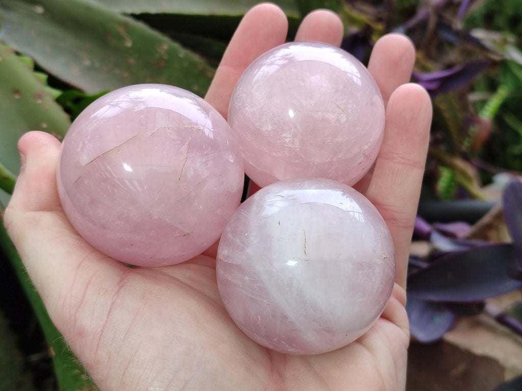 Polished Gemmy Rose Quartz Spheres x 6 From Madagascar - Toprock Gemstones and Minerals 