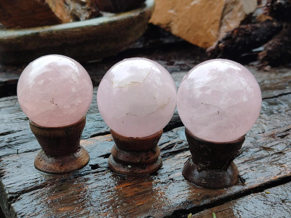 Polished Gemmy Rose Quartz Spheres x 6 From Madagascar - Toprock Gemstones and Minerals 