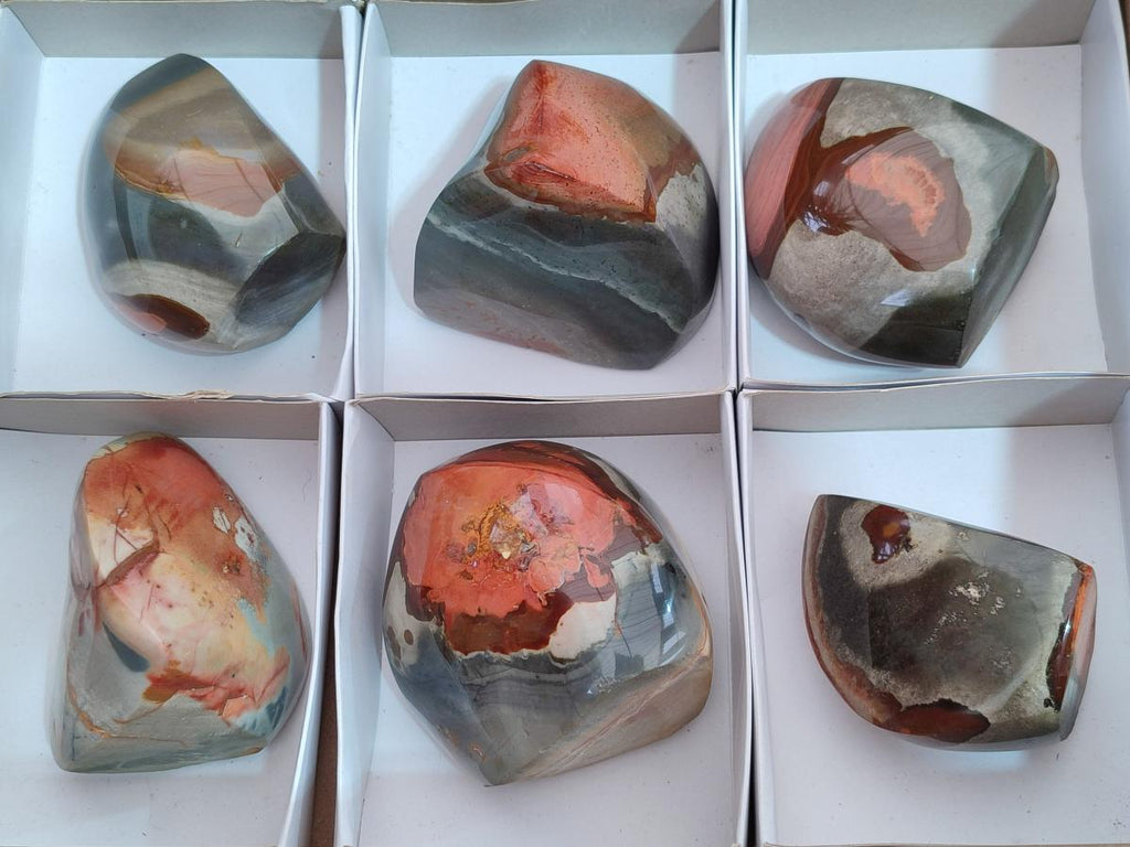Polished Polychrome Jasper Standing Display Pieces x 6 From Androka, Madagascar - Toprock Gemstones and Minerals 