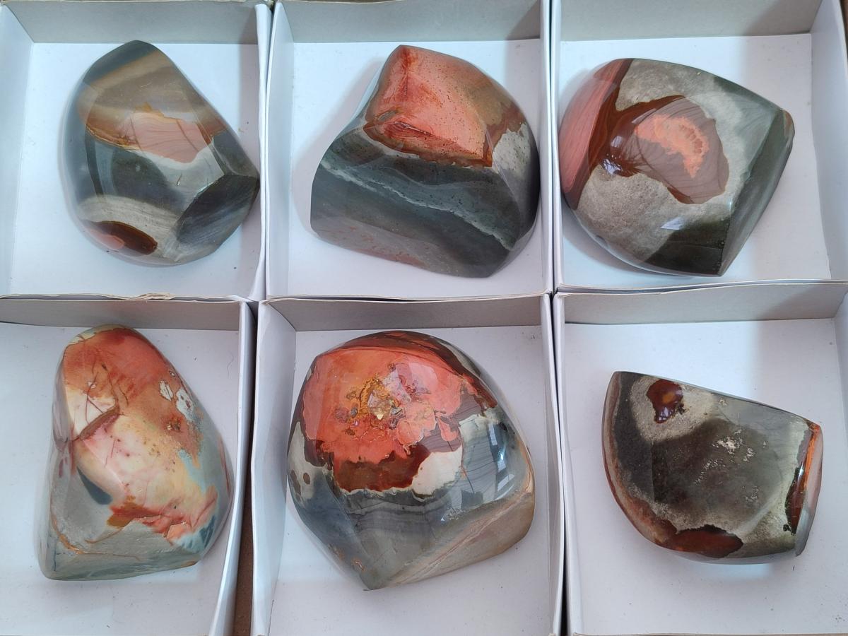 Polished Polychrome Jasper Standing Display Pieces x 6 From Androka, Madagascar - Toprock Gemstones and Minerals 