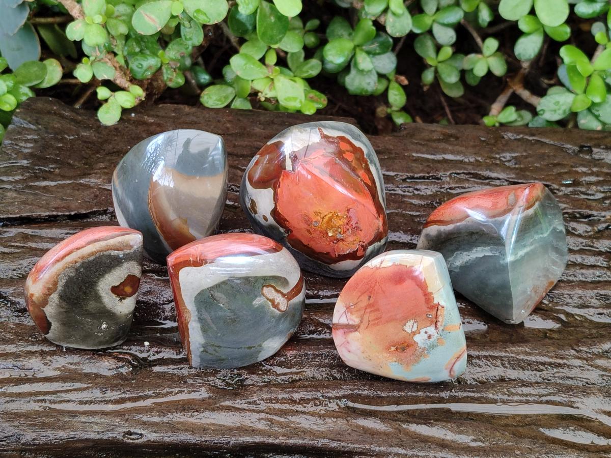 Polished Polychrome Jasper Standing Display Pieces x 6 From Androka, Madagascar - Toprock Gemstones and Minerals 