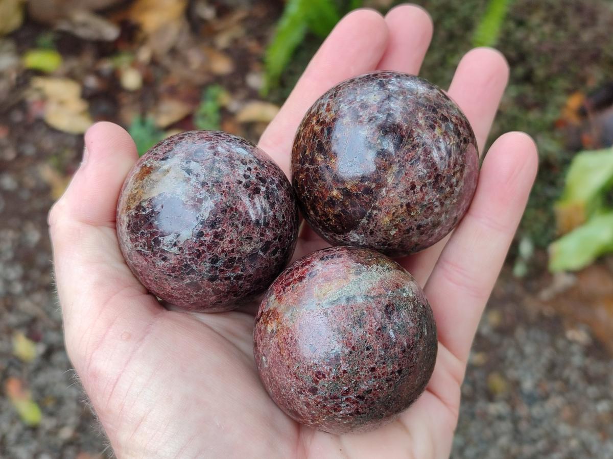 Polished Pyrope Garnet Spheres x 6 From Mahajanga, Madagascar - Toprock Gemstones and Minerals 