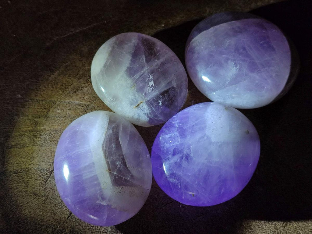 Polished Chevron Amethyst Galets x 20 From Madagascar - Toprock Gemstones and Minerals 