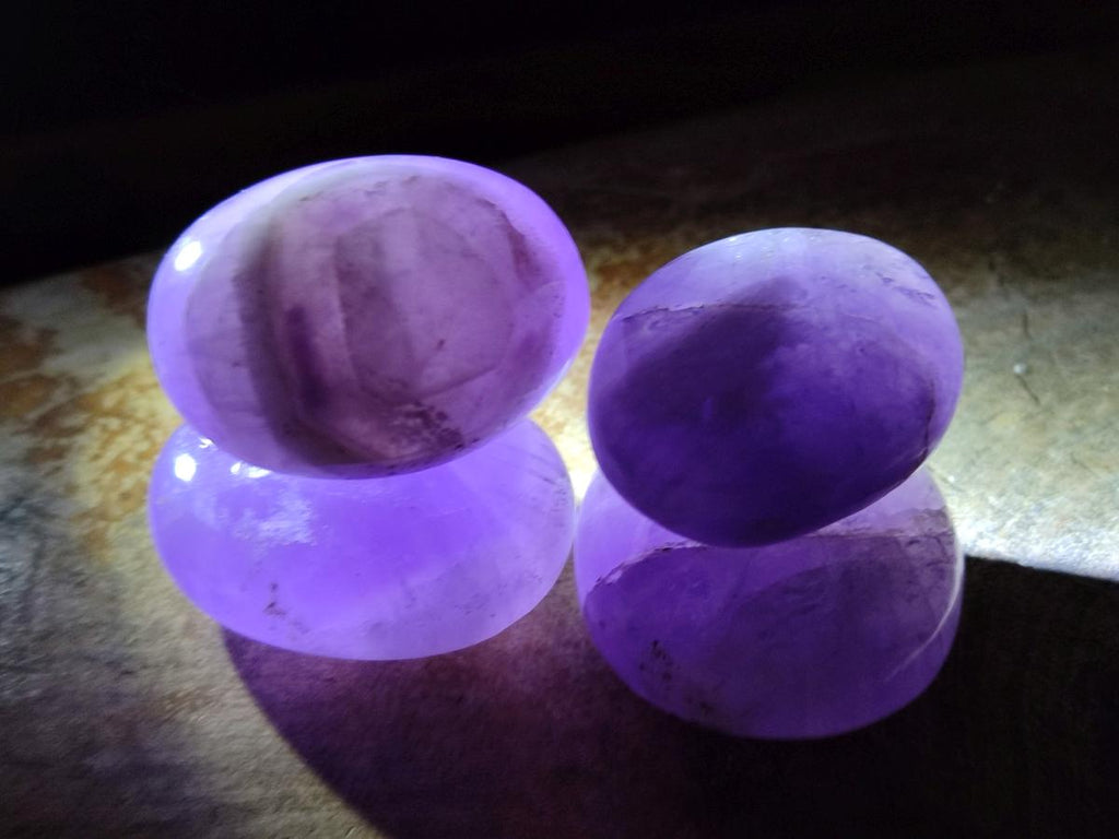 Polished Chevron Amethyst Galets x 20 From Madagascar - Toprock Gemstones and Minerals 