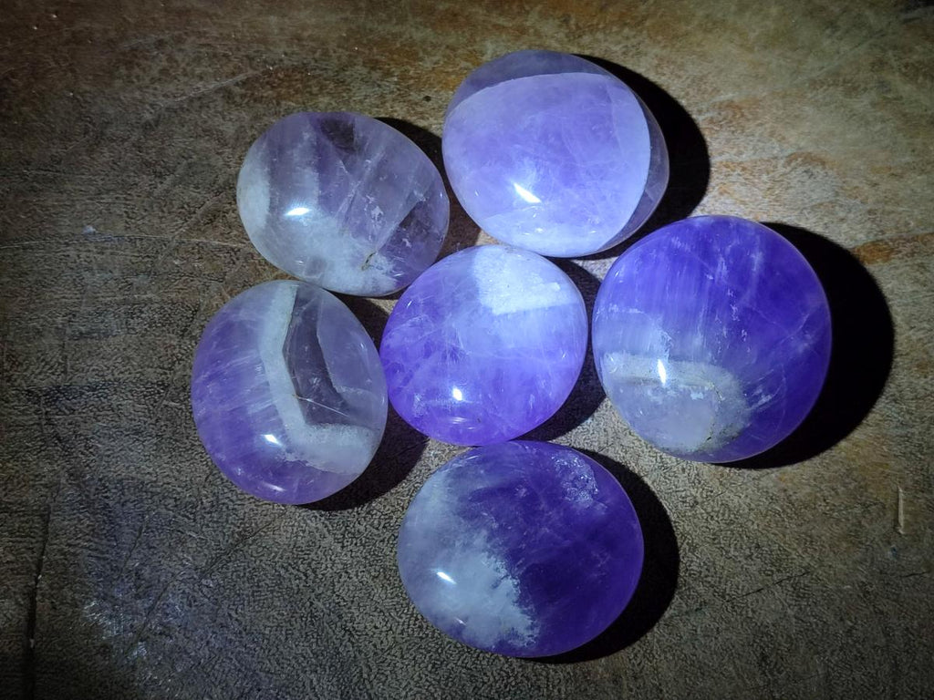 Polished Chevron Amethyst Galets x 20 From Madagascar - Toprock Gemstones and Minerals 