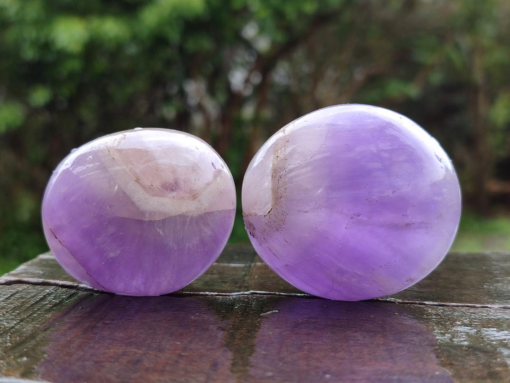 Polished Chevron Amethyst Galets x 20 From Madagascar - Toprock Gemstones and Minerals 