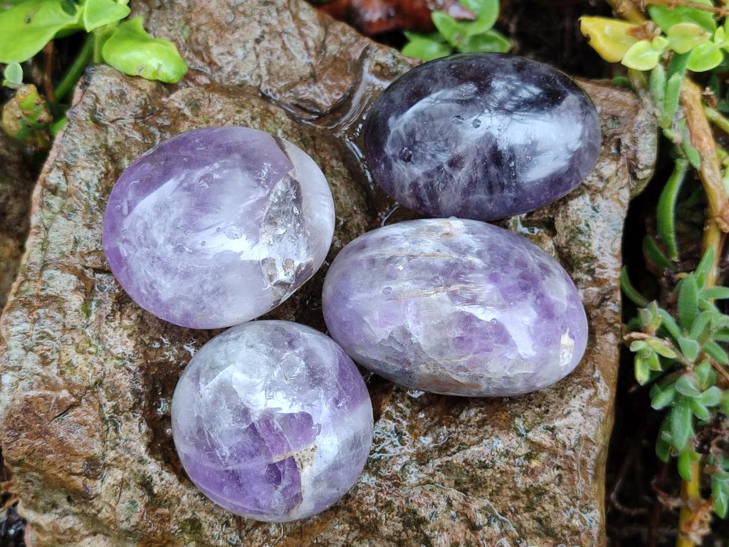 Polished Chevron Amethyst Galets x 20 From Madagascar - Toprock Gemstones and Minerals 