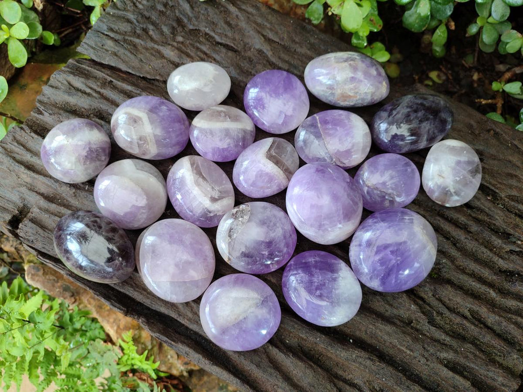 Polished Chevron Amethyst Galets x 20 From Madagascar - Toprock Gemstones and Minerals 