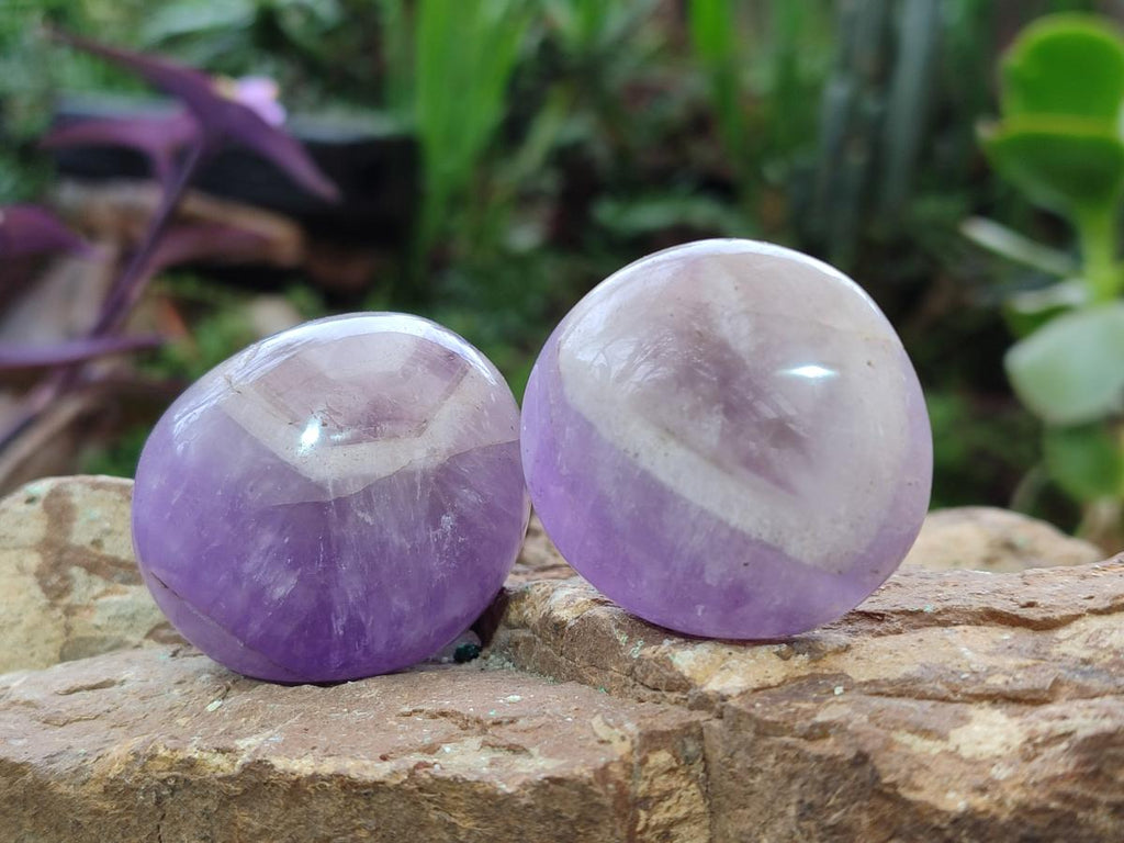 Polished Chevron Amethyst Galets x 20 From Madagascar - Toprock Gemstones and Minerals 
