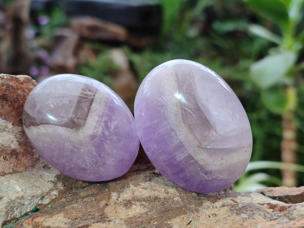 Polished Chevron Amethyst Galets x 20 From Madagascar - Toprock Gemstones and Minerals 