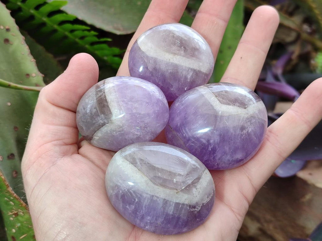 Polished Chevron Amethyst Galets x 20 From Madagascar - Toprock Gemstones and Minerals 