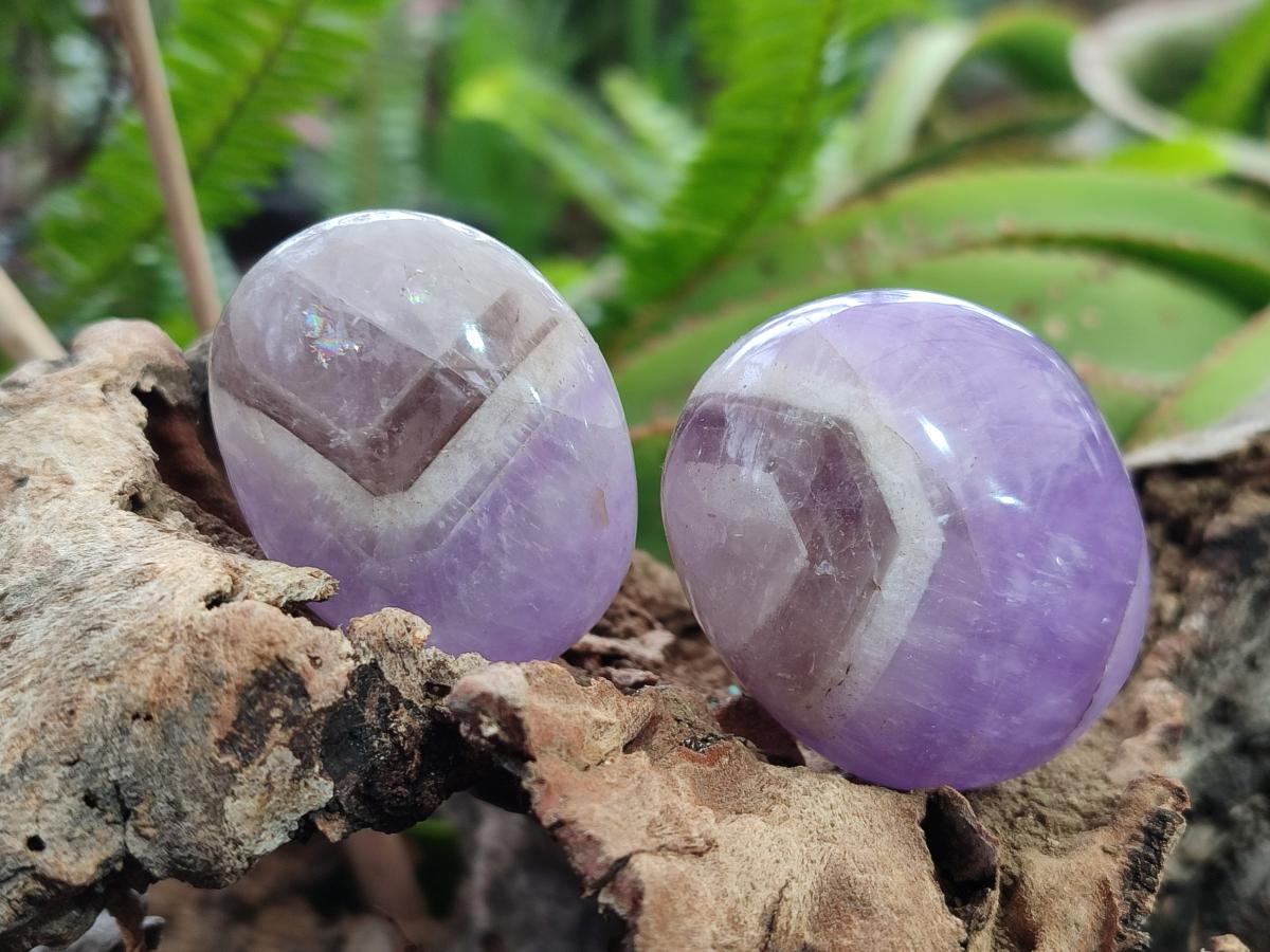 Polished Chevron Amethyst Galets x 20 From Madagascar - Toprock Gemstones and Minerals 